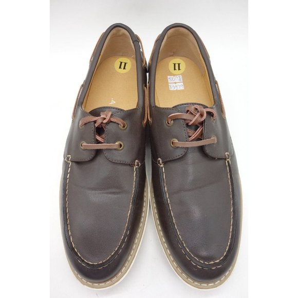 Nautica Nueltin Brown Leather Dress Casual Lace Up Deck Loafers Shoes Men\'s 11 main image 10